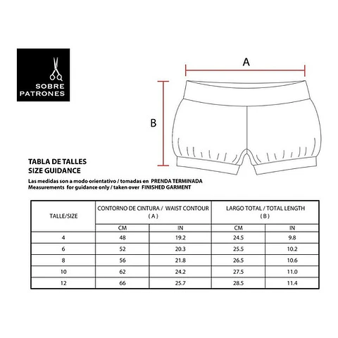 Molde De Costura, Patron Short Fruncido Nena, Imprimible