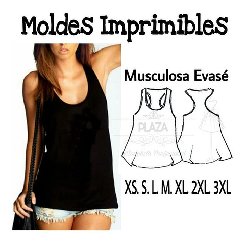 Moldes Patrones Imprimibles Musculosa Evasé Xs Al 3xl