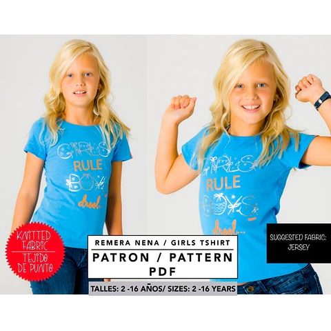 Molde De Costura, Patron Remera Basica Mc Nena , Imprimible