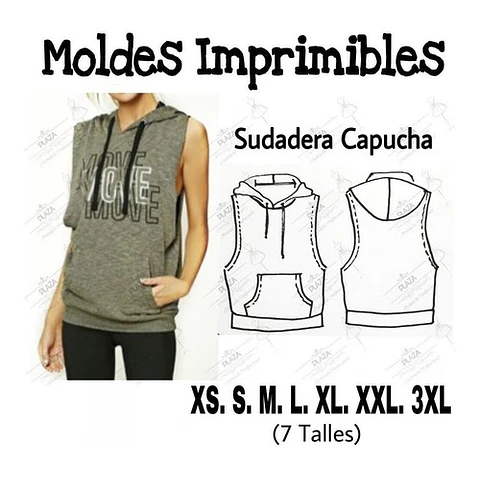 Moldes Patrones Imprimibles Sudadera Capucha Xs Al 3xl