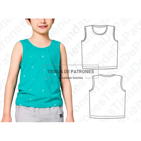 Molde Patron Coreldraw Musculosa Niños Talles 2 Al 14