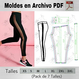 Moldes Patrones Imprimibles Calza Leggins Corte Xs Al 3xl