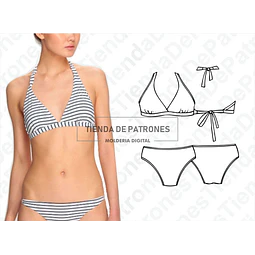 Molde Patron Coreldraw Bikini Mujer Malla Talles S M L