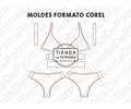 Molde Patron Coreldraw Bikini Mujer Malla Talles S M L