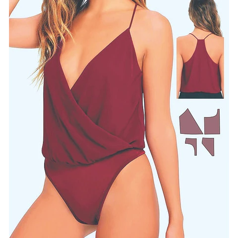 Patrones Moldes Body  Enterizo Con Escote Cruzado Imprimible