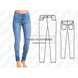 Molde Patron Coreldraw Jean Basico Chupin Mujer Del 38 Al 44