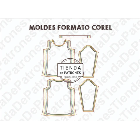Molde Patron Coreldraw Remera Mujer Manga Larga Del Xs A 2xl