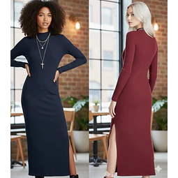 Molde Digital Vestido 1 Tajo Cuello Alto Pack 5 Talles!