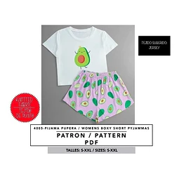 Molde De Costura, Patron Pijama Pupera Dama , Imprimible