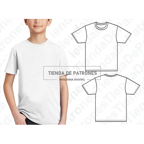 Molde Patron Coreldraw Remera Basica Niños Talles 4 Al 14