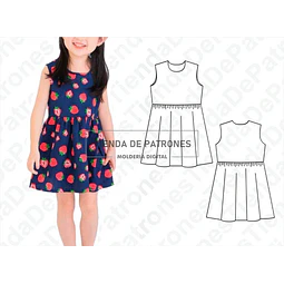 Molde Patron Coreldraw Vestido Basico Nenas Talles 4 Al 14