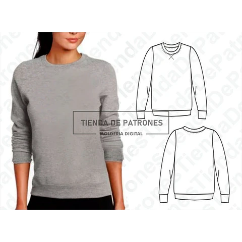 Moldes Patrones Buzo Cuello Redondo Mujer Talle Del Xs Al Xl