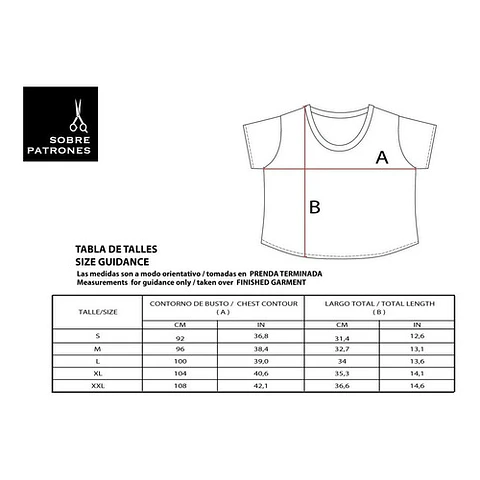 Molde De Costura, Patron Remera Pupera Dama , Imprimible