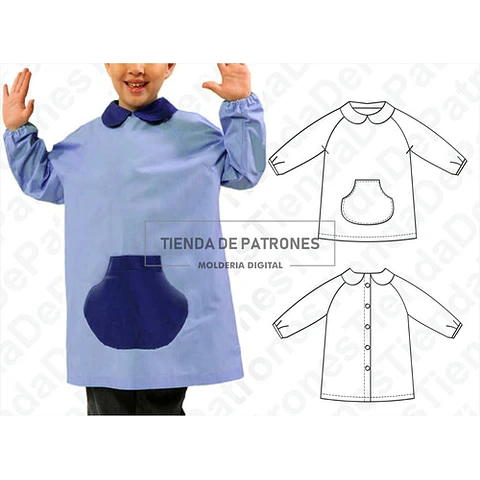 Molde Patron Coreldraw Guardapolvo Jardin Ranglan 2/3/4/5/6