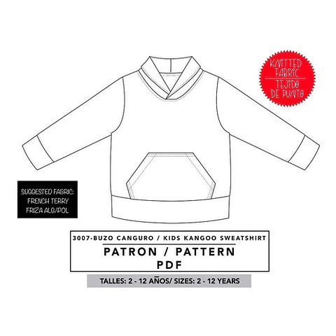 Molde De Costura, Patron Buzo De Nene Canguro, Imprimible