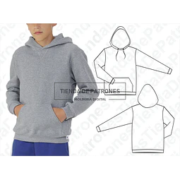 Molde Patron Coreldraw Buzo Canguro Niños Talles 6 Al 14