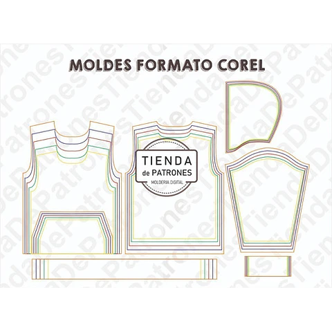 Molde Patron Coreldraw Buzo Canguro Niños Talles 6 Al 14