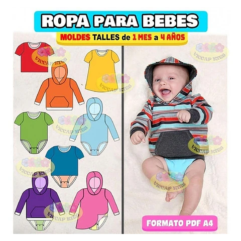 Moldes Y Patrones De Ropa Para Bebés Bodys Enteritos Campera