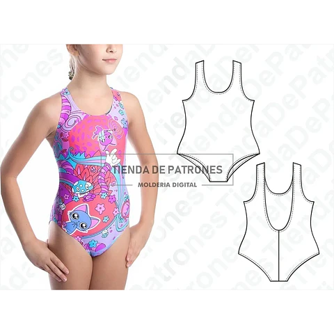 Molde Patron Coreldraw Malla Entera Nenas Talles 2 Al 14