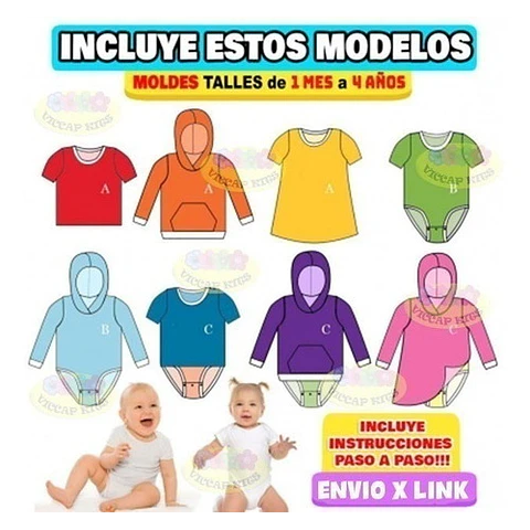 Moldes Y Patrones De Ropa Para Bebés Bodys Enteritos Campera