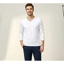 Molde Digital Remera Manga Larga Cuello V, Talles S Al Xxl