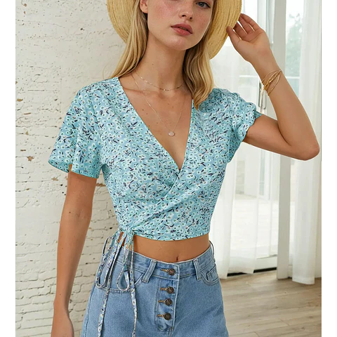 Wrap Top Pattern | Crop Top Pattern | Women Sewing Pattern | Blouse Pattern | Sewing Patterns Women Blouse | Tie Top Blouse Women Pattern