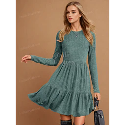 Tiered Dress Sewing Pattern | Dress Pattern | Sewing Patterns | Women Dress Pattern | Beginner Sewing Pattern for Women | Long Sleeved Dress