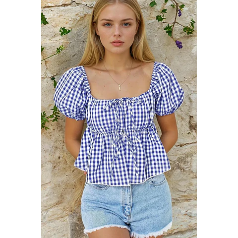 Peplum Top Sewing Pattern, Tie Front Blouse, Milkmaid Blouse Pattern, Puff Sleeve Top, Peplum Top, Peplum Blouse Pattern Women, Top Pattern