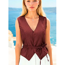 Vest Sewing Pattern, Waistcoat Pattern, Sewing Patterns, Women Pattern Vest, Front Tie Vest Pattern, Top Pattern Women, Women Top Pattern