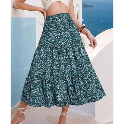 Tiered Skirt Sewing Pattern for Women PDF | Skirt PDF Sewing Pattern | Long Skirt Pattern | Beginner Sewing Pattern | Women Sewing Pattern