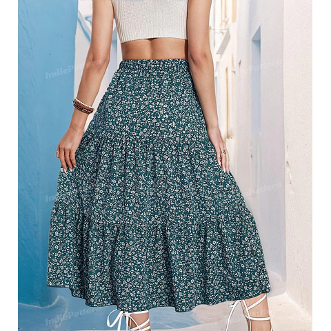 Tiered Skirt Sewing Pattern for Women PDF | Skirt PDF Sewing Pattern | Long Skirt Pattern | Beginner Sewing Pattern | Women Sewing Pattern