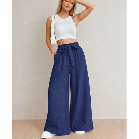 Palazzo Pants Sewing Pattern | Elastic Waistband Pants | Wide Leg Pants | Women Sewing Pattern | High Waisted Pants Pattern | Women Trousers