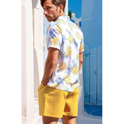 Hawaiian Shirt + Shorts Sewing Pattern, Men Shorts Pattern, Men Swimwear Pattern, Aloha Shirt Pattern Men, Shirt Pattern Men Shorts Pattern