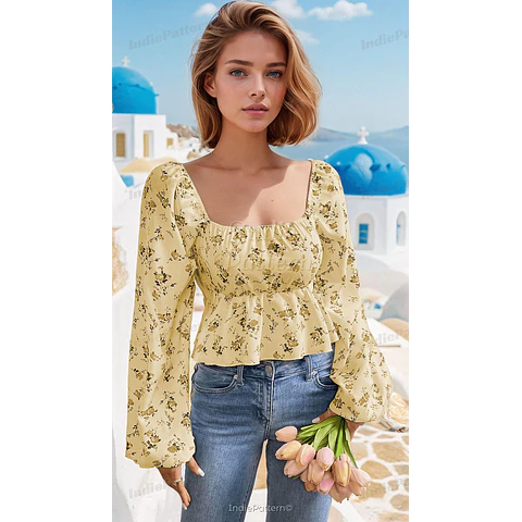 Milkmaid Blouse Pattern, Puff Sleeve Sewing, Milkmaid Top Pattern, Cottagecore Top, Cottagecore Pattern,  Sewing pattern Top, Women top
