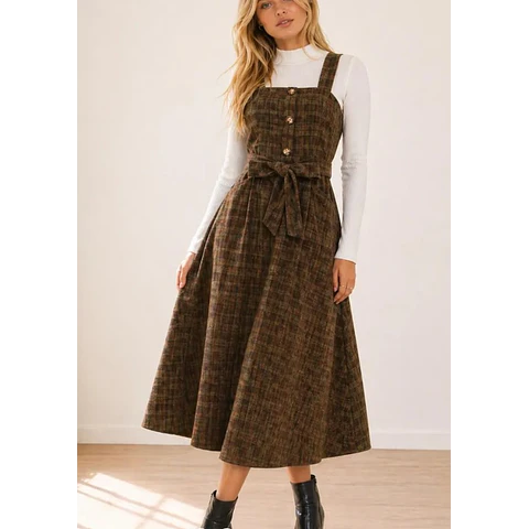 Overall Dress Sewing Pattern | Dress Pattern | Sewing Patterns | Women Dress Pattern | Midi Dress pattern | Milkmaid Dress Pinafore Dress
