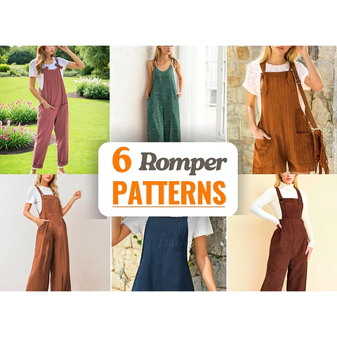 Romper Sewing Patterns Bundle +6 | Women Sewing Pattern | Overalls Pattern | Jumpsuit Pattern | Romper Pattern | Women Romper Pattern Bundle