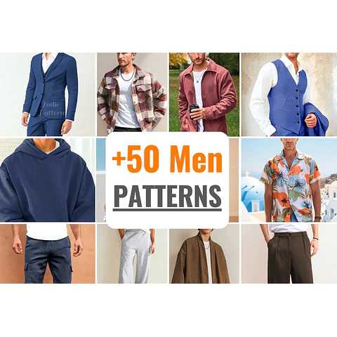 50+ Men Patterns Bundle | Men Sewing Patterns | Men Shorts | Men Jacket | Men Pants | Men Shirt | Patterns for Men | Men Pajamas, Men Hoodie