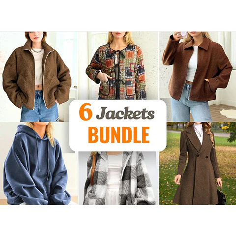 Jackets Sewing Patterns Bundle | Women Sewing Patterns | Coat Sewing Pattern | Jacket Pattern | Quilted Jacket | Coat Patterns Women