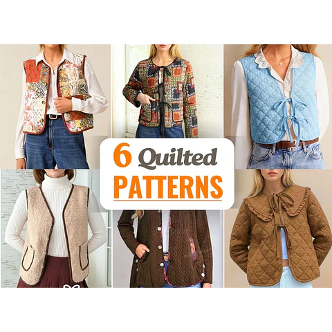 Quilted Sewing Patterns Bundle | Women Sewing Patterns | Jacket Sewing Pattern | Vest Pattern | Quil Patterns | Coat Patterns Women