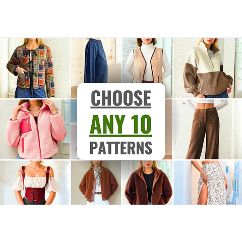Choose Any 10 Patterns, Sewing Patterns Bundle, Women Sewing Patterns, Men Patterns, Beginner Sewing Patterns, Dress Pattern, Skirt Pattern