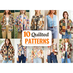 Quilted Sewing Patterns Bundle | Women Sewing Patterns | Jacket Sewing Pattern | Vest Pattern | Patchwork Patterns | Coat Patterns Women