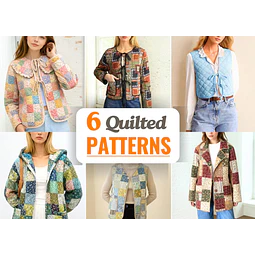 Quilted Sewing Patterns Bundle | Women Sewing Patterns | Jacket Sewing Pattern | Vest Pattern | Patchwork Patterns | Coat Patterns Women