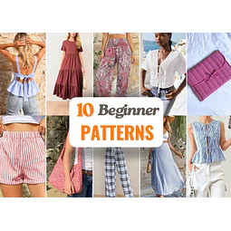 Beginner Sewing Patterns Bundle +10 | Easy Sewing Patterns | Women Sewing Patterns | Beginner Sewing | Dress Top Skirt Pants Jacket Patterns