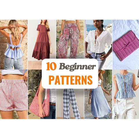 Beginner Sewing Patterns Bundle +10 | Easy Sewing Patterns | Women Sewing Patterns | Beginner Sewing | Dress Top Skirt Pants Jacket Patterns