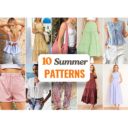 Sewing Patterns Bundle +10 | Women Patterns | Beginner Patterns | Dress Pattern | Pants Patterns | Skirt Pattern | Shorts Pattern Summer