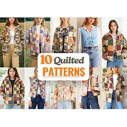 Quilted Sewing Patterns Bundle | Women Sewing Patterns | Jacket Sewing Pattern | Vest Pattern | Patchwork Patterns | Coat Patterns Women