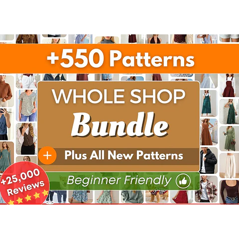 Whole Shop Bundle +530 Sewing Patterns | Sewing Patterns | Women Patterns | Men Patterns | Beginner Sewing Patterns Dress Corset Pants Top