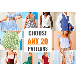 Sewing Patterns Bundle | Choose Any 20 Patterns! Women Sewing Patterns, Men Patterns, Beginner Sewing Patterns, Dress Pattern, Skirt Pattern