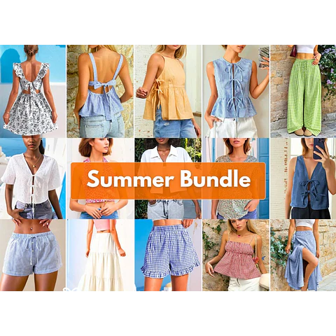 Summer Patterns Bundle | Women Sewing Patterns | Beginner Patterns | Dress Pattern | Pants Sewing Patterns | Skirt Pattern | Shorts Pattern