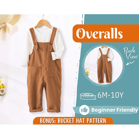 Overalls Sewing Pattern for Kids, Overalls Pattern, Kids Pattern, Jumpsuit Pattern, Beginner Pattern, Sewing Pattern Toddlers, Baby Pattern